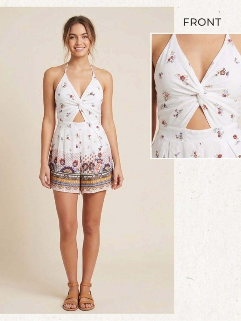 Hayden Boho Floral Halter Romper NWT